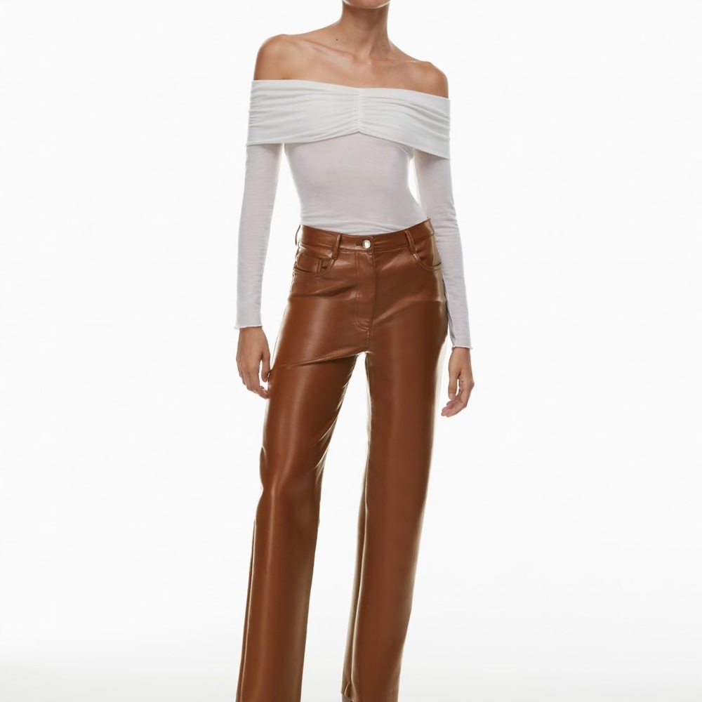 Aritzia Wilfred Brown Melina Leather Pants